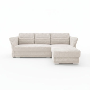 Narożnik z funkcją spania Merino uniwersalny L-kształtny z pojemnikiem na pościel kremowy sztruks