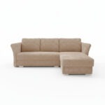 Narożnik z funkcją spania Merino uniwersalny L-kształtny z pojemnikiem na pościel beżowy sztruks