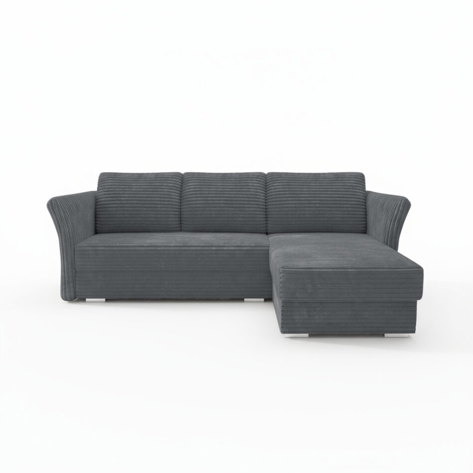 Narożnik z funkcją spania Merino uniwersalny L-kształtny z pojemnikiem na pościel szary sztruks