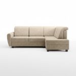 Narożnik z funkcją spania Milo prawy L-kształtny z pojemnikiem na pościel beżowa plecionka