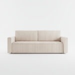 Kanapa z funkcją spania Mimir z pojemnikiem na pościel kremowy sztruks