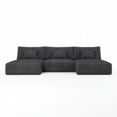 Narożnik z funkcją spania Modulo U-kształtny z pojemnikiem na pościel grafitowy sztruks