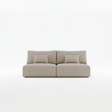 Kanapa z funkcją spania Modulo z pojemnikiem na pościel beżowy sztruks