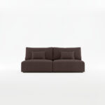 Kanapa z funkcją spania Modulo z pojemnikiem na pościel brązowy sztruks