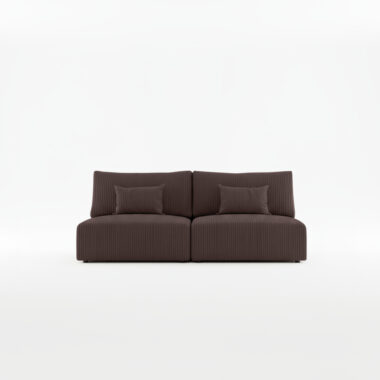 Kanapa z funkcją spania Modulo z pojemnikiem na pościel brązowy sztruks