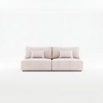 Kanapa z funkcją spania Modulo z pojemnikiem na pościel kremowy sztruks