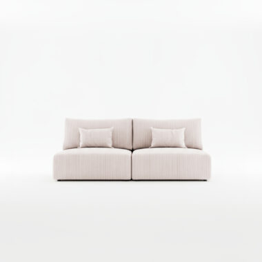 Kanapa z funkcją spania Modulo z pojemnikiem na pościel kremowy sztruks