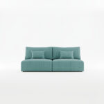 Kanapa z funkcją spania Modulo z pojemnikiem na pościel turkusowy sztruks