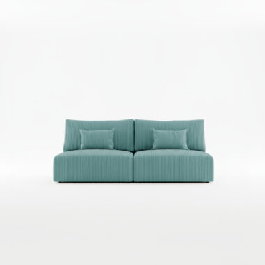 Kanapa z funkcją spania Modulo z pojemnikiem na pościel turkusowy sztruks