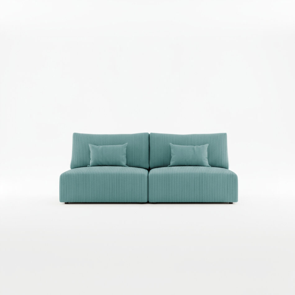 Kanapa z funkcją spania Modulo z pojemnikiem na pościel turkusowy sztruks