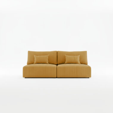 Kanapa z funkcją spania Modulo z pojemnikiem na pościel musztardowy sztruks