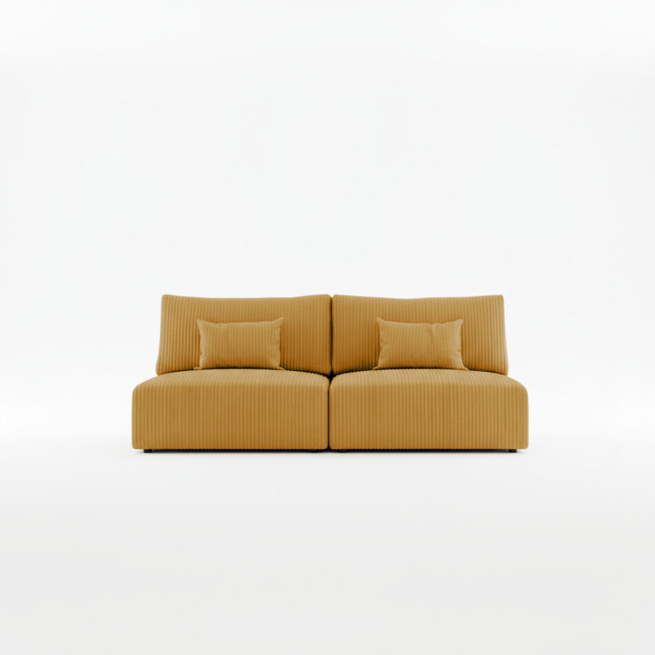 Kanapa z funkcją spania Modulo z pojemnikiem na pościel musztardowy sztruks