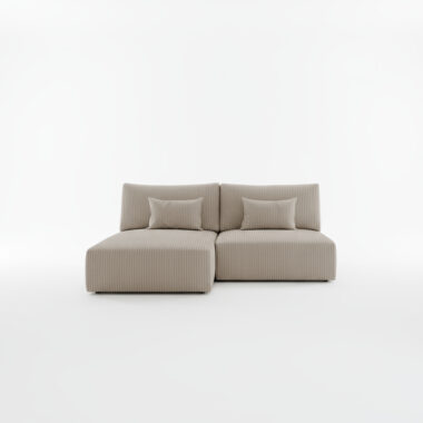 Narożnik z funkcją spania Modulo uniwersalny L-kształtny z pojemnikiem na pościel beżowy sztruks