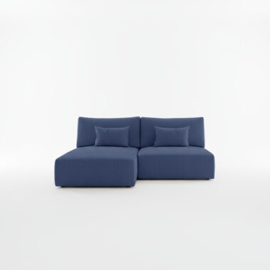 Narożnik z funkcją spania Modulo uniwersalny L-kształtny z pojemnikiem na pościel granatowy sztruks