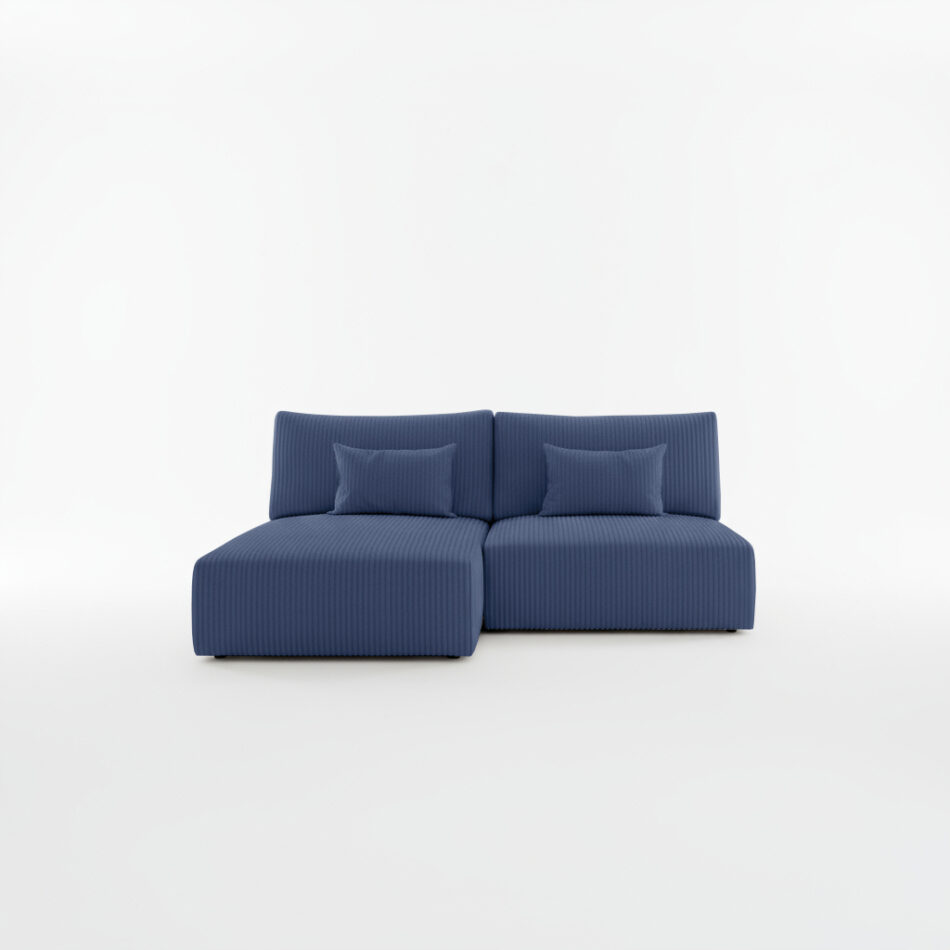 Narożnik z funkcją spania Modulo uniwersalny L-kształtny z pojemnikiem na pościel granatowy sztruks
