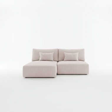 Narożnik z funkcją spania Modulo uniwersalny L-kształtny z pojemnikiem na pościel kremowy sztruks