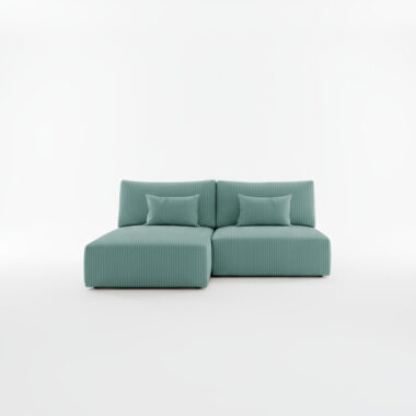 Narożnik z funkcją spania Modulo uniwersalny L-kształtny z pojemnikiem na pościel turkusowy sztruks