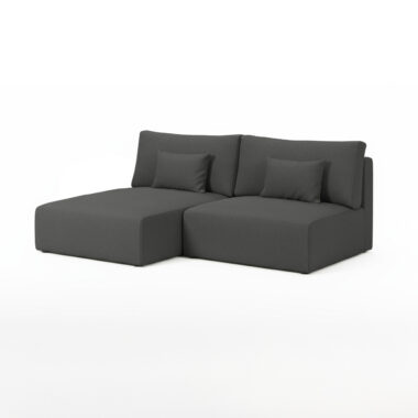 Narożnik z funkcją spania Modulo uniwersalny L-kształtny z pojemnikiem na pościel grafitowa plecionka