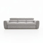 Kanapa z funkcją spania Napoli z regulowanymi zagłówkami szary szenil