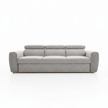 Kanapa z funkcją spania Napoli z regulowanymi zagłówkami szary szenil