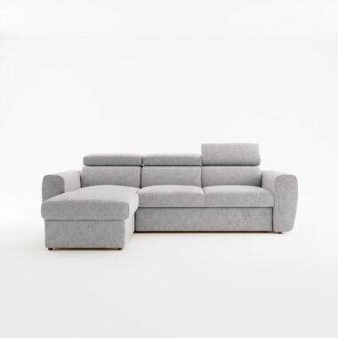 Narożnik z funkcją spania Napoli uniwersalny L-kształtny z pojemnikiem na pościel szary szenil