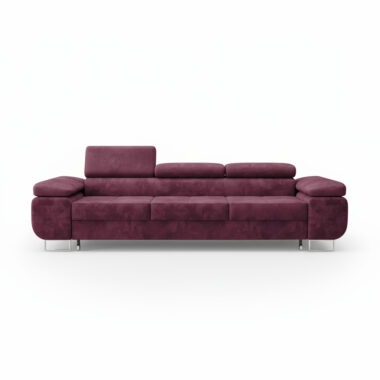 Kanapa z funkcją spania Norberg z regulowanymi zagłówkami bordowy welur