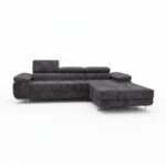 Narożnik z funkcją spania Norberg prawy L-kształtny z regulowanymi zagłówkami grafitowy welur