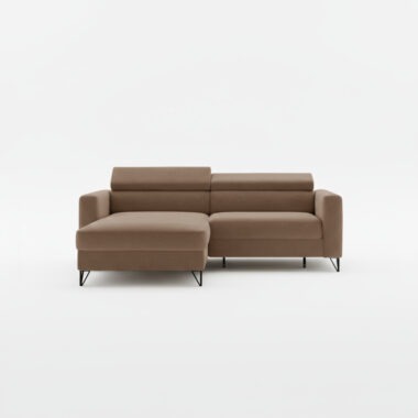 Narożnik z funkcją spania Otino uniwersalny L-kształtny z regulowanymi zagłówkami jasnobrązowa plecionka