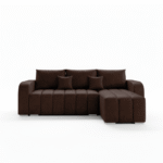 Narożnik z funkcją spania Pufetto uniwersalny L-kształtny z pojemnikiem na pościel brązowy welur