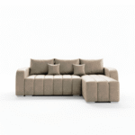 Narożnik z funkcją spania Pufetto uniwersalny L-kształtny z pojemnikiem na pościel beżowy welur