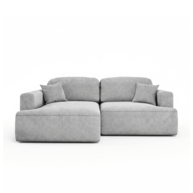 Narożnik z funkcją spania Sunny lewy L-kształtny z pojemnikiem na pościel jasnoszary welur