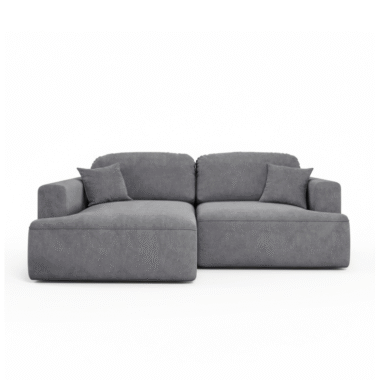 Narożnik z funkcją spania Sunny lewy L-kształtny z pojemnikiem na pościel ciemnoszary welur