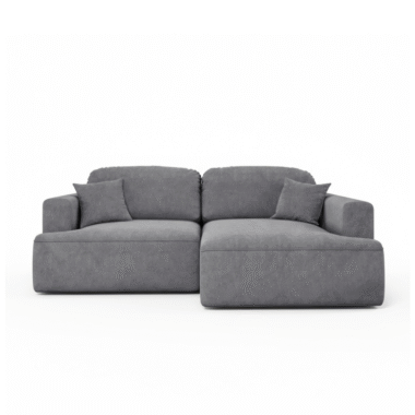 Narożnik z funkcją spania Sunny prawy L-kształtny z pojemnikiem na pościel ciemnoszary welur