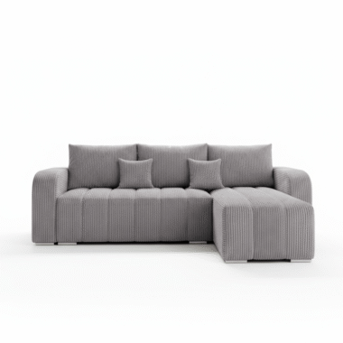 Narożnik z funkcją spania Pufetto uniwersalny L-kształtny z pojemnikiem na pościel szary sztruks