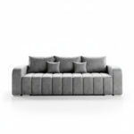 Kanapa z funkcją spania Pufetto z pojemnikiem na pościel szary welur