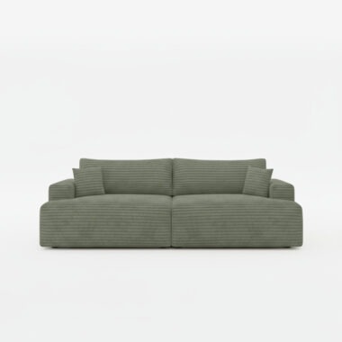 Kanapa z funkcją spania Vela z pojemnikiem na pościel oliwkowy sztruks