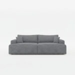 Kanapa z funkcją spania Vela z pojemnikiem na pościel grafitowy sztruks